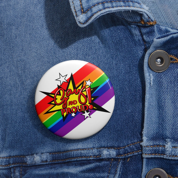 Gay and Proud Rainbow Pin Buttons