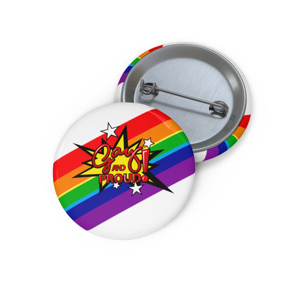 Gay and Proud Rainbow Pin Buttons