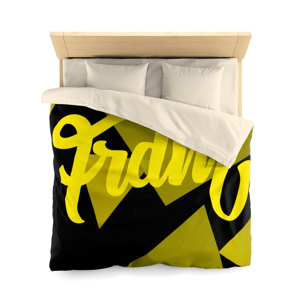 Golden Angles Microfiber Duvet Cover Black and Gold