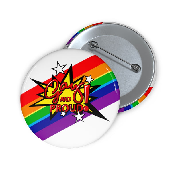 Gay and Proud Rainbow Pin Buttons