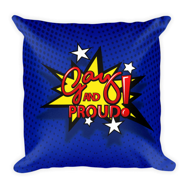 Gay and Proud Blue Square Pillow